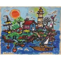 Edward Sokol, Montauk Point, Acrylic on paper