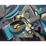 Edgar A. Stareck, Cubist woman with a guitar, Oil on board