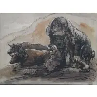 Eugene Higgins, Wagon scene, Watercolor and ink on paper