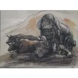 Eugene Higgins, Wagon scene, Watercolor and ink on paper