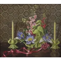 Helen C. Bowden, Still life of flowers, Oil on Canvas on Board