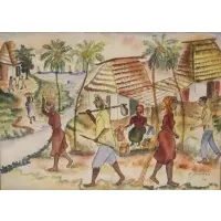 Emmanuel Jolicoeur, 59 lower right. From a New Jersey estate. Dimensions: 9.5, Watercolor framed