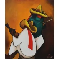 Xavier Cugat, Mariachis, Acrylic on canvas