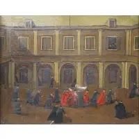 Nino Caffè, Gli Ospiti, Oil on canvas