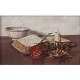 Oswald Eichinger, Still life with candle, Oil on board