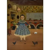 Agapito Labios, Portrait of a girl in a kitchen, Oil on canvas