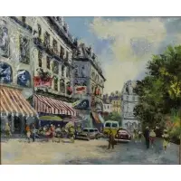 John Hansen, French Cafe, Oil on Canvas