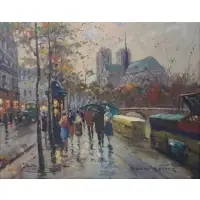 Édouard Cortès, Parisian Street Scene, Oil on canvas