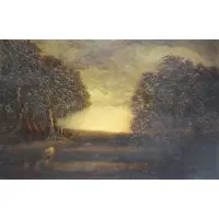 Ralph Albert Blakelock, Native American Landscape, Oil on panel