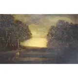 Ralph Albert Blakelock, Native American Landscape, Oil on panel
