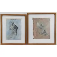 Rick Horton, Study from Puget's Milo of Corton & Study from Gericault's Raft of Medusa, Pair of mixed media on paper