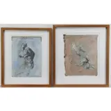 Rick Horton, Study from Puget's Milo of Corton & Study from Gericault's Raft of Medusa, Pair of mixed media on paper