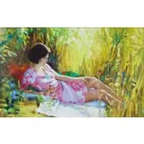 Carl Antonio Longi, Reclining Woman in a Field, Oil on canvas