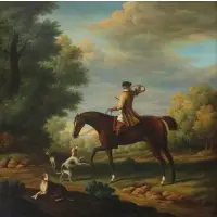 Alexander Scott, English Fox Hunting Scene, Oil on canvas