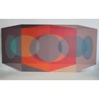Ben Cunningham, Scarlet Tesseract Corner, Silkscreen Diptych on Plastic Panel