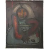 Tomoyshi Murayama, Portrait at Table, Oil on canvas