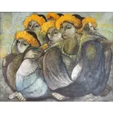 Mario Lopez Cano, Fiesta del Cenpasuchitl, Oil on canvas