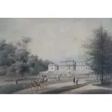 Cornelius de Kruyf, Figures Strolling in the Park of Welgelegen, Haarlem, 19TH C. Ink and watercolor on paper