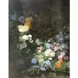 Eugene Bidau, Still Life with Flowers, Large oil on canvas