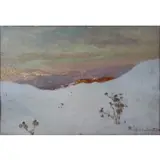 Giuseppe Bozzalla, Landscape, Oil on panel