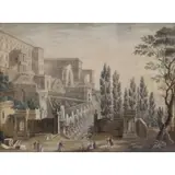 Gardens at the Villa d'Este, Tivoli by Charles-Louis Clérisseau, Watercolor, gouache, pen and ink on paper, sold Sep 2022