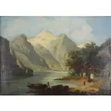 August Peters, Landscape with a Cottage, Oil on canvas