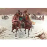 Pjotr Stojanow, Russian Winter Horse and Carriage, Oil on canvas