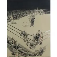 Willard Mullin, Boxing Ring, Watercolor and ink on paper