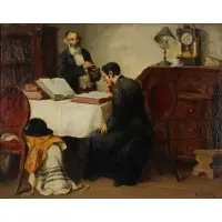 Mozart Rottmann, Talmud Lesson, Oil on Canvas