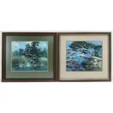 John Berkey, Calendar Illustrations, 1974 (Florida & California), Pair of acrylics and casein on board