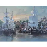 John Berkey, Calendar Illustration, 1979, (Massachusetts, Birth of Trade), Acrylic and casein on board