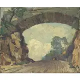 Jonas Lie, Archway Landscape, Oil on board