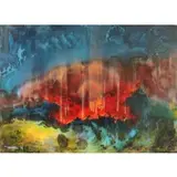 Abstract Composition by Leonardo Nierman, Acrylic on masonite, sold Sep 2022