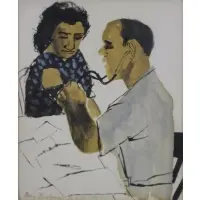 Doctor by Ben Shahn, Watercolor and ink on paper, sold Sep 2022
