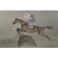 Forbra- Valentines 2nd Time Grand National by Paul Brown, Watercolor and gouache on paper, sold Sep 2022