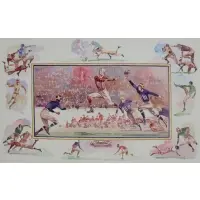 Paul Brown, The Pass-Football, Watercolor on paper