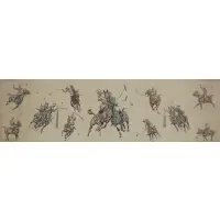 Paul Brown, Polo Players, Watercolor on paper