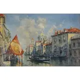 Arthur Diehl, Untitled-Venetian Gondola Scene, Oil on board
