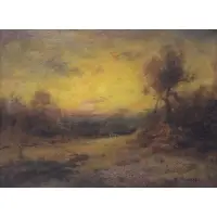 Tonalist Landscape by George Inness, Oil on canvas, sold Sep 2022
