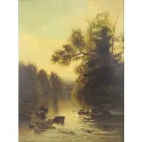 Arthur Parton, Landscape, Oil on canvas