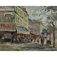 Andre Picot, Cafe de la Dome, Oil on Canvas
