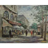 Andre Picot, Cafe Depine, Oil on canvas