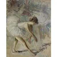 Sergio Bissi, Painting of Ballerinas, Oil on Board