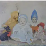 Lambert van Geffen, Apparently unsigned, Oil On Masonite, Dolls