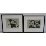 Marc Chagall, Tchitchikov on the Bed, Pair of Etchings from Les Ames Mortes (Dead Souls), 1948