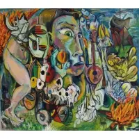 James Peterson, Abstract Contemporary Figures, Oil on Canvas