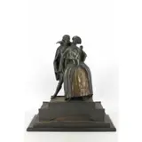 Demetre H. Chaparus, Artist signature found on bronze, After Bronze Sculpture of a lady and a man mounted on marble base