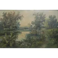 B. M. Brown, Impressionist style cottage scene, Oil on Canvas