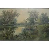 B. M. Brown, Impressionist style cottage scene, Oil on Canvas