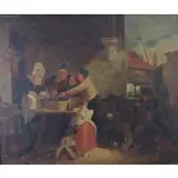 Alec Fraser R.S.A, The Oyster Sellers, Oil on board